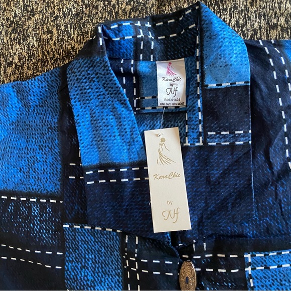 Casual Blue Long Sleeve Dress with Mandarin Collar - Picture 10 of 10